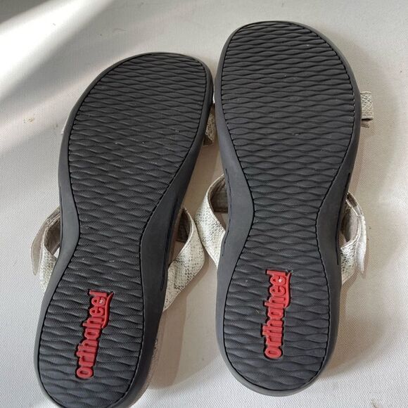 Orthaheel Vionic Molly Bone white & gray snake skin print slide sandals SZ 9.5 - Picture 7 of 9